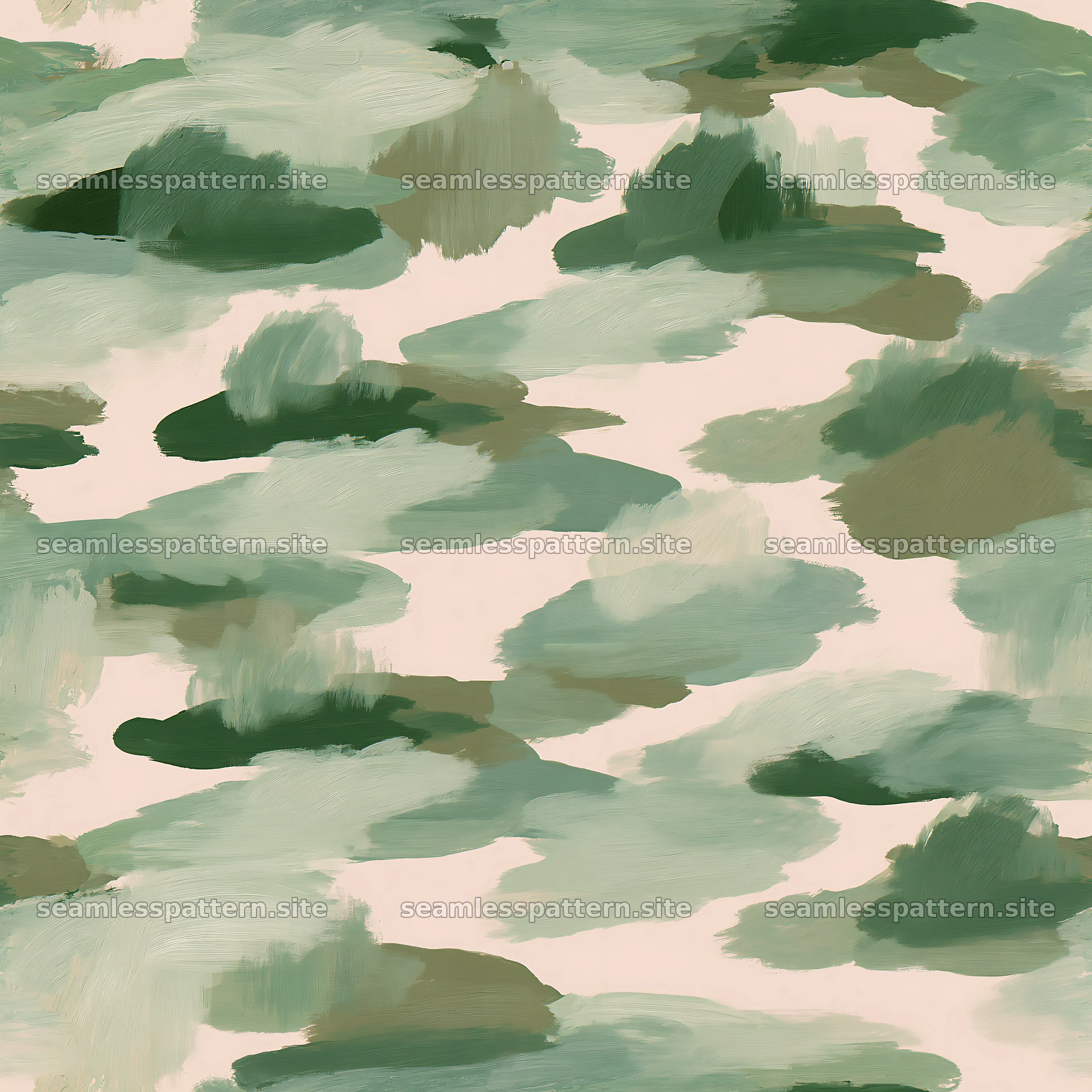 Seamless green camouflage brushstroke pattern