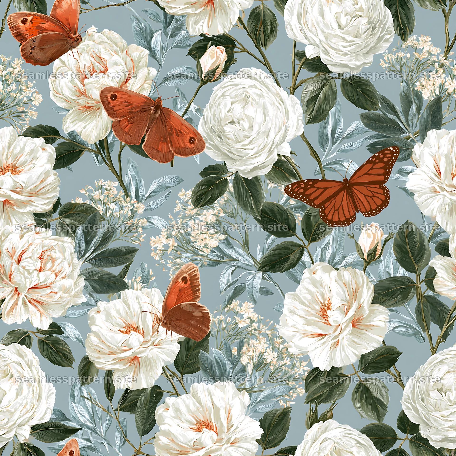 Butterfly and rose seamless pattern for fabric and wallpaper