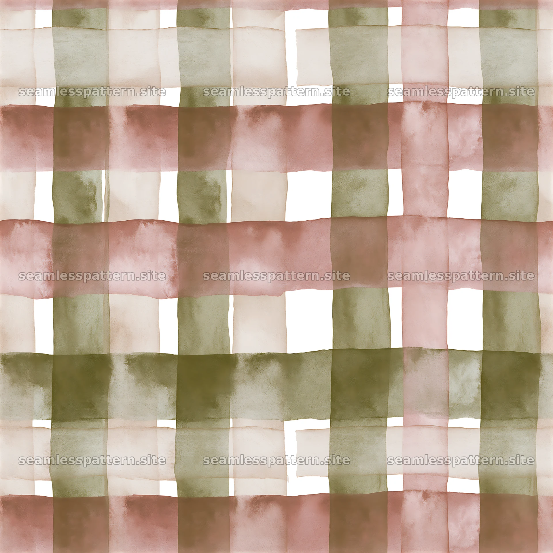 Seamless watercolor plaid pattern in soft earthy tones