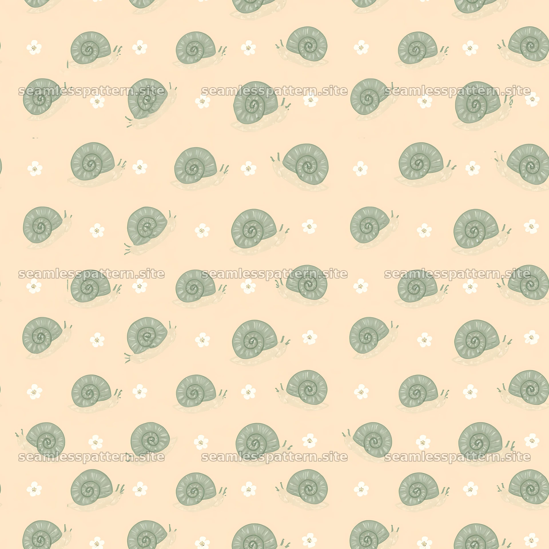 Seamless snail pattern for nursery fabric