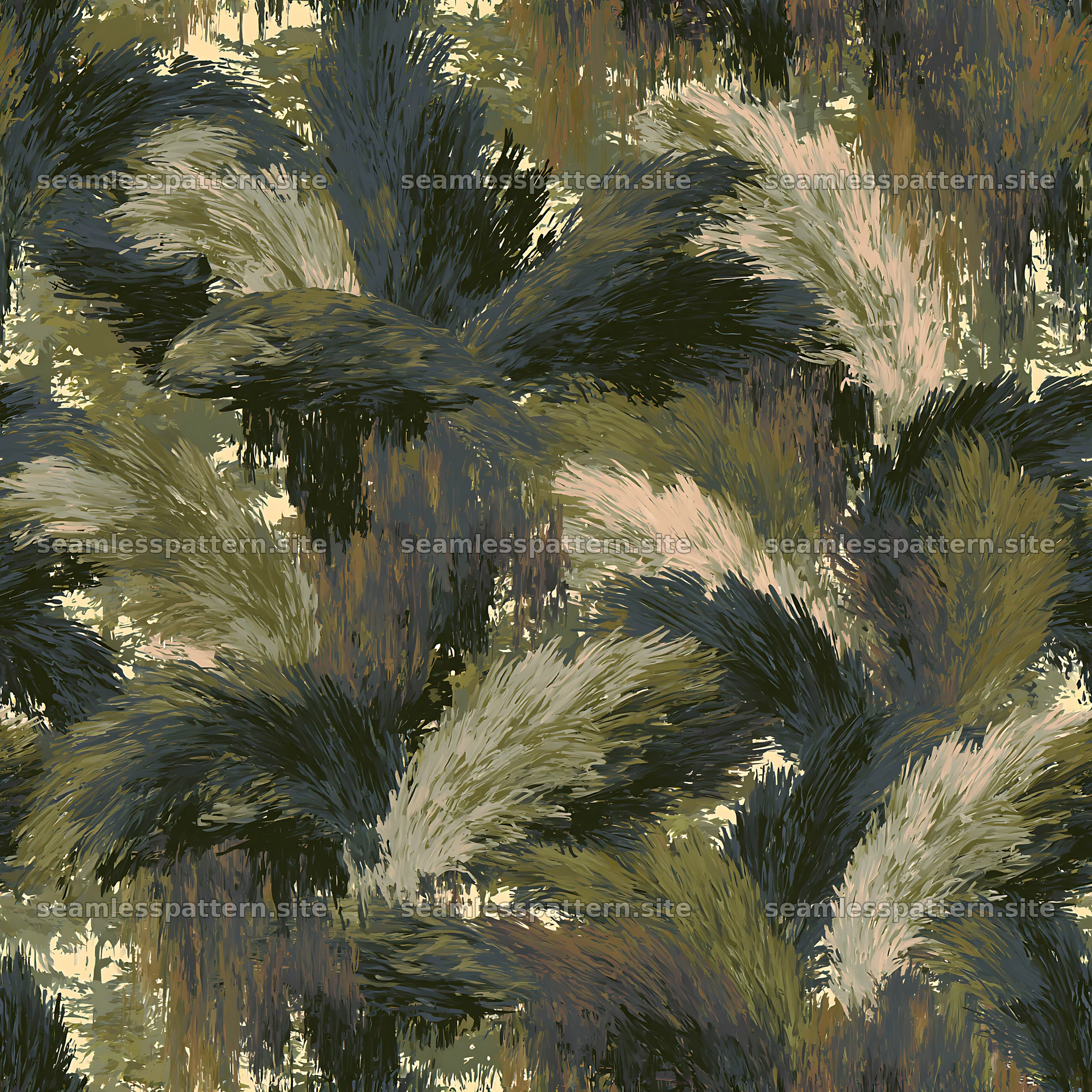 Seamless woodland camouflage brushstroke pattern design