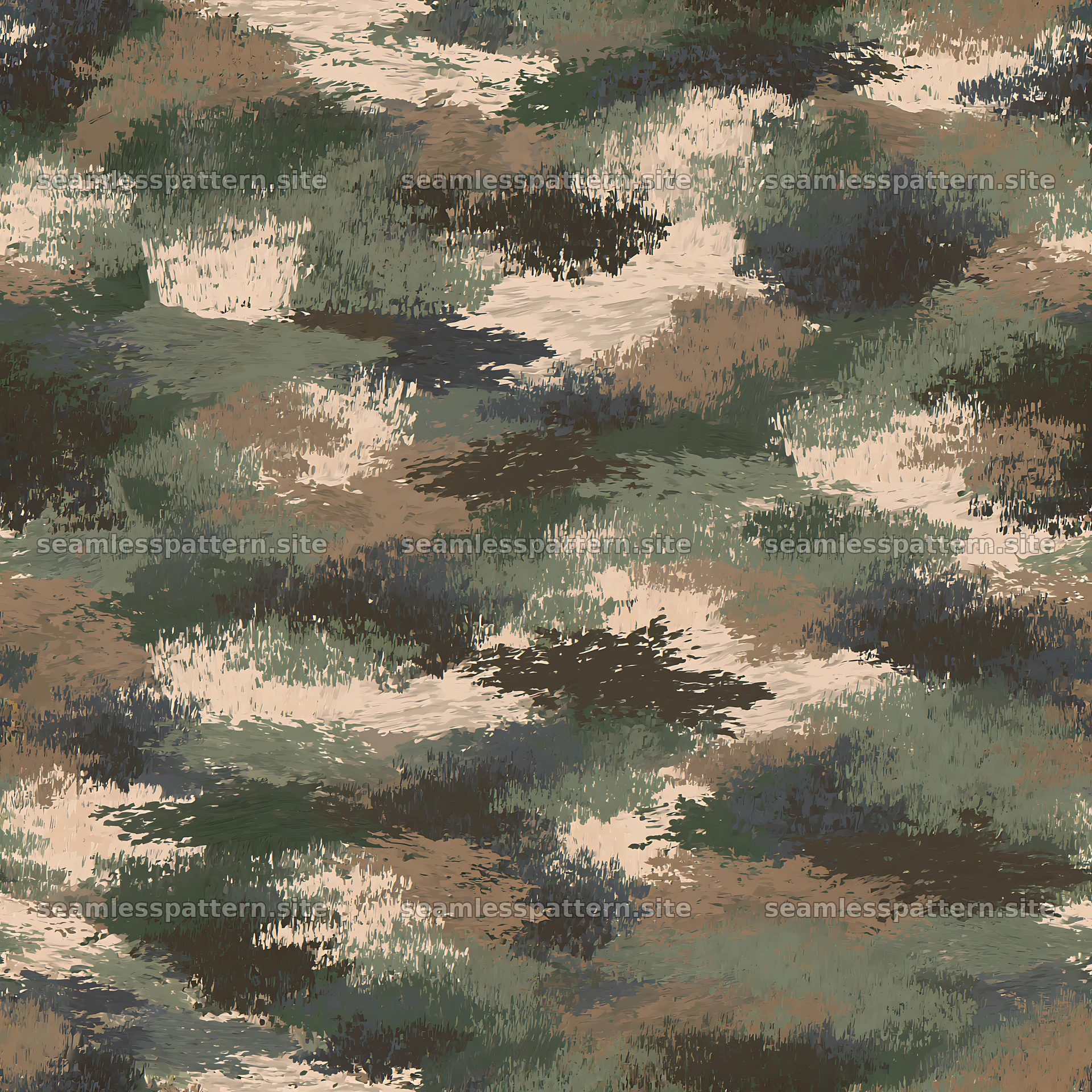 Seamless woodland camouflage brushstroke pattern