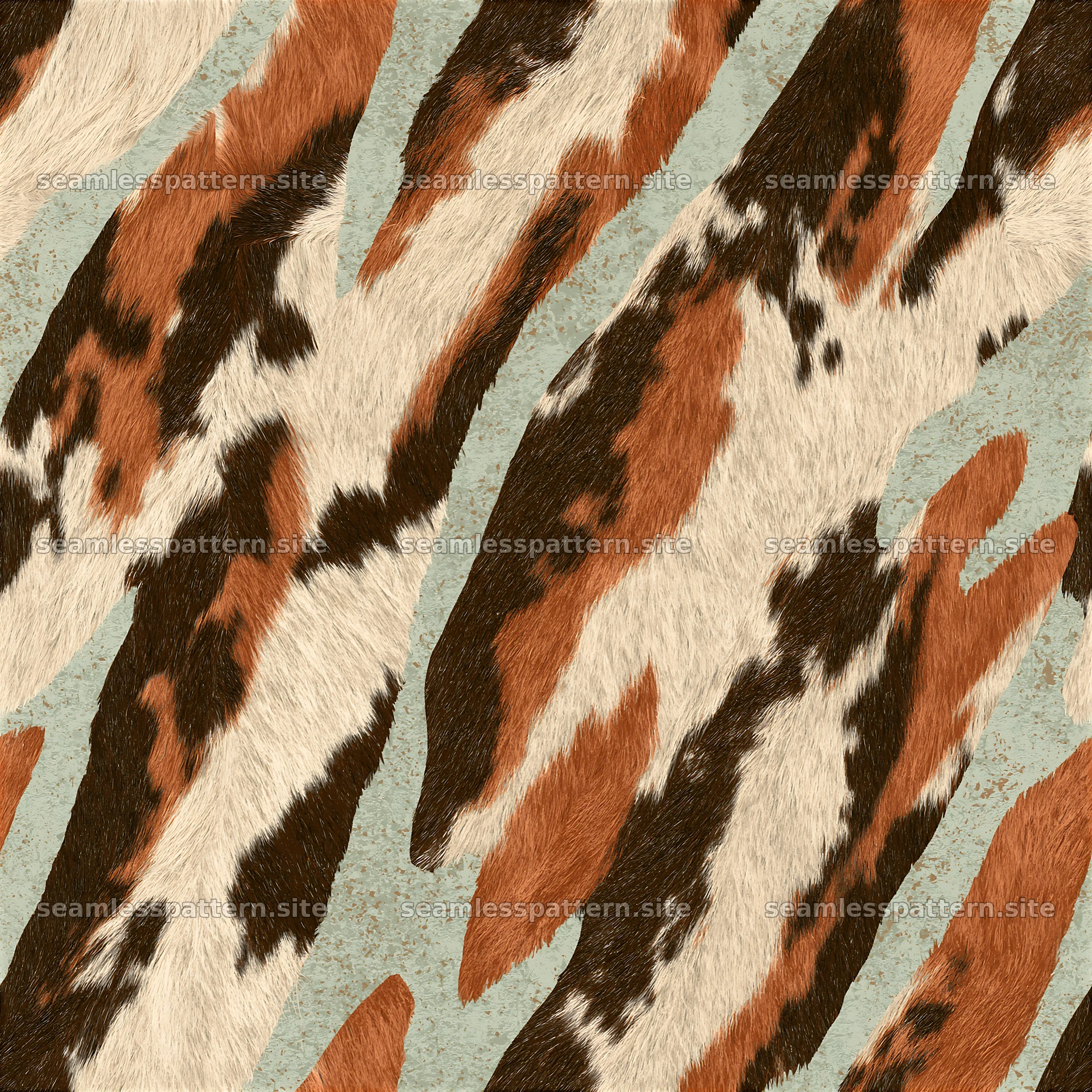 Seamless western cowhide repeat pattern of brown and tan colors