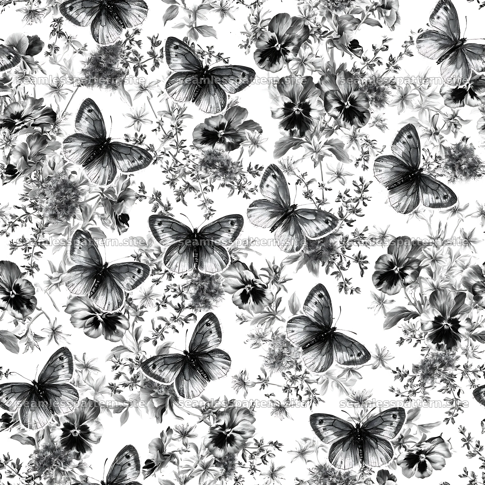 Fairy garden butterfly seamless pattern for textiles
