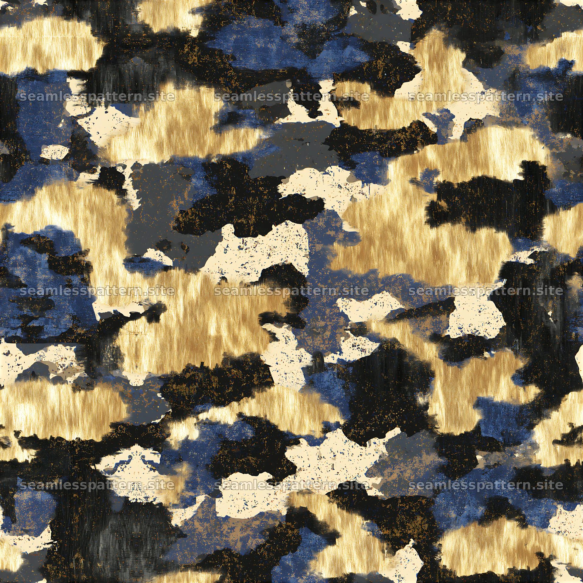 Brushed gold camouflage tileable texture forms a seamless pattern
