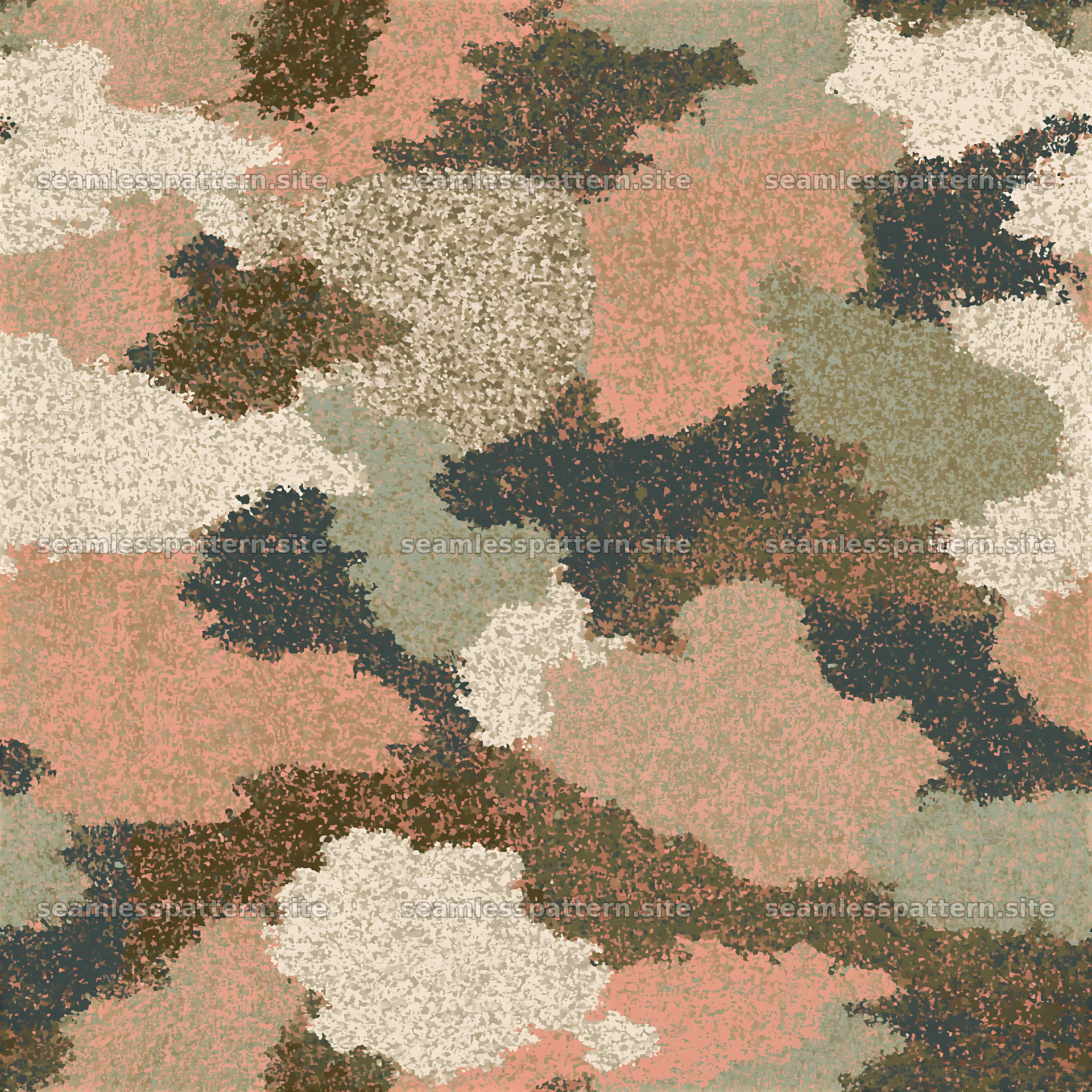 Tileable mottled camouflage pattern with shades of green and brown