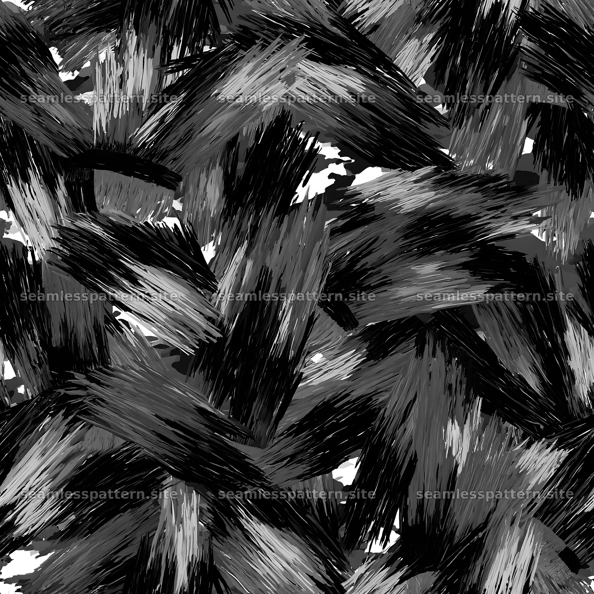 Seamless black camouflage brushstroke pattern for textiles