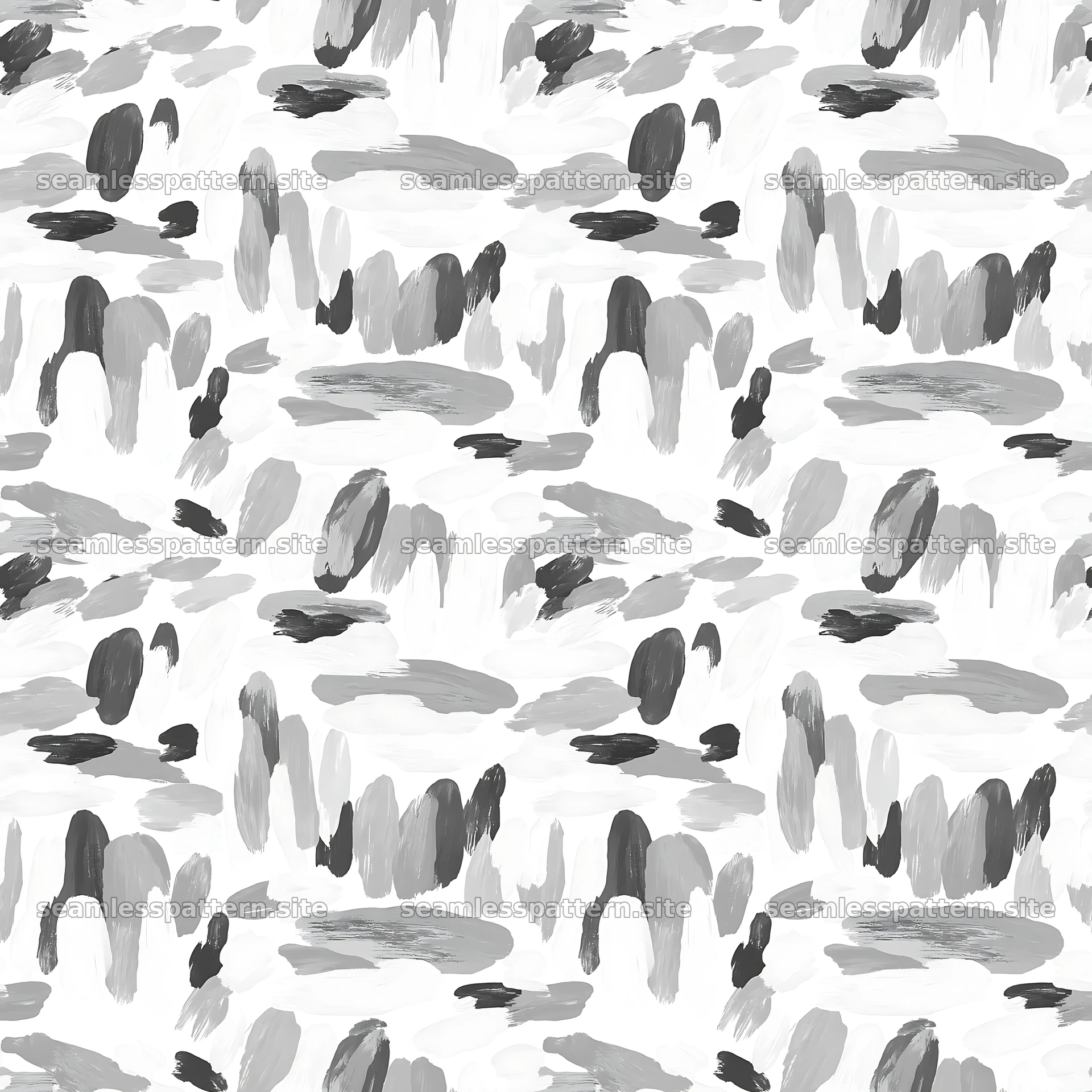 Seamless camouflage brushstroke pattern in monochrome