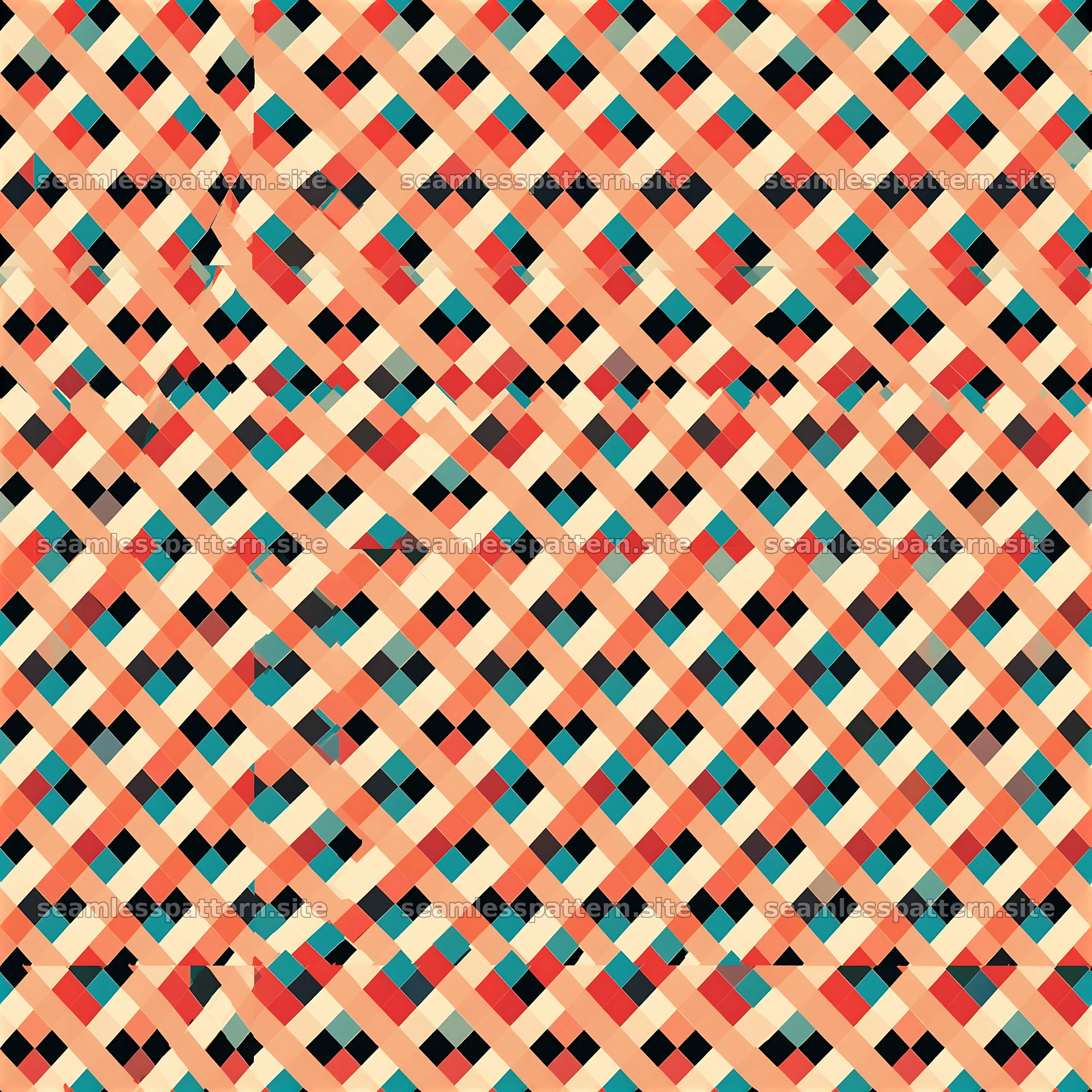 Bright retro diamonds seamless pattern with vivid colors and shapes