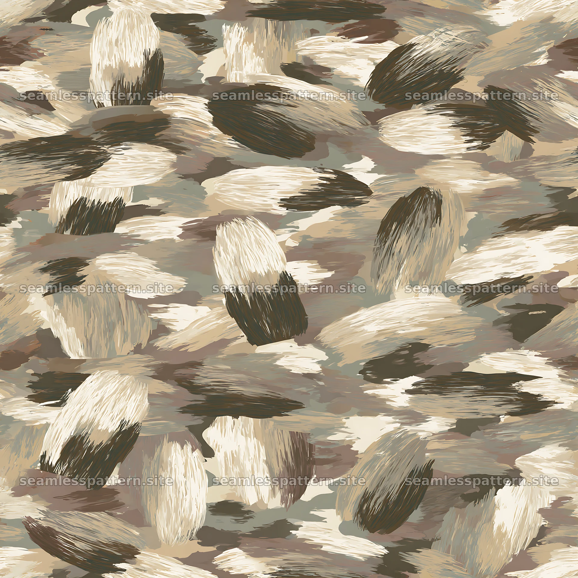 Seamless beige camouflage brushstroke pattern for textiles