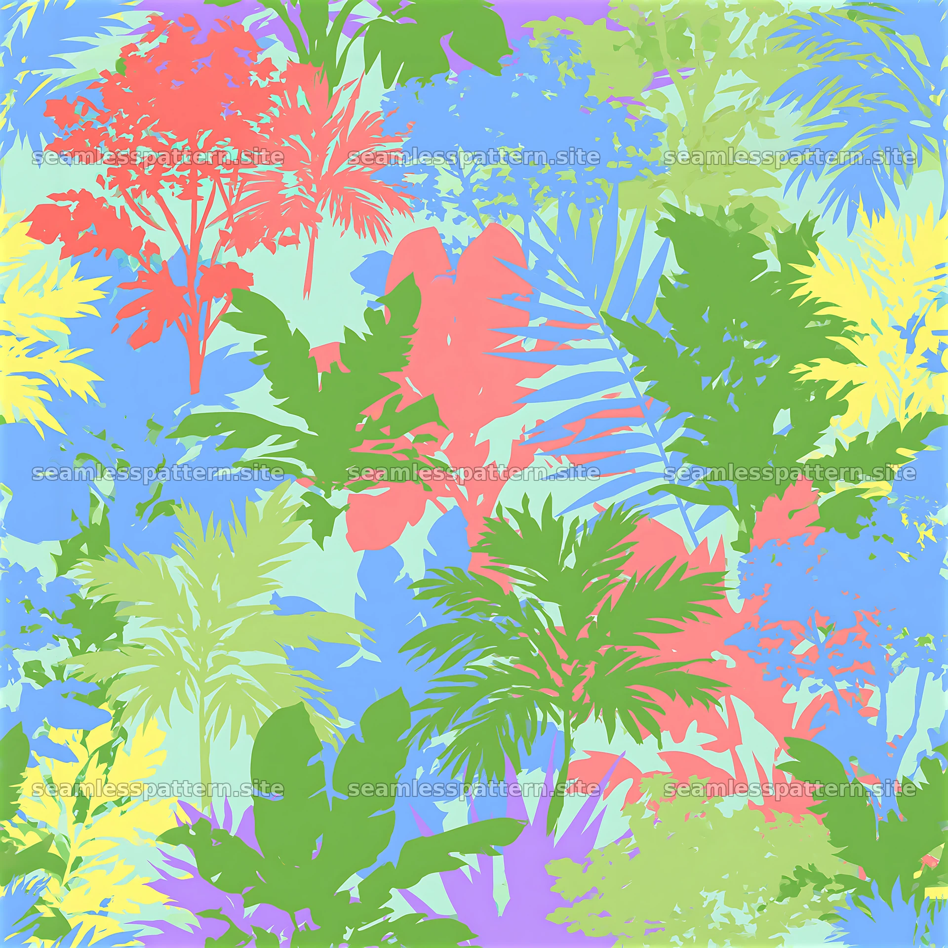 Bright jungle camouflage tileable pattern with vivid foliage