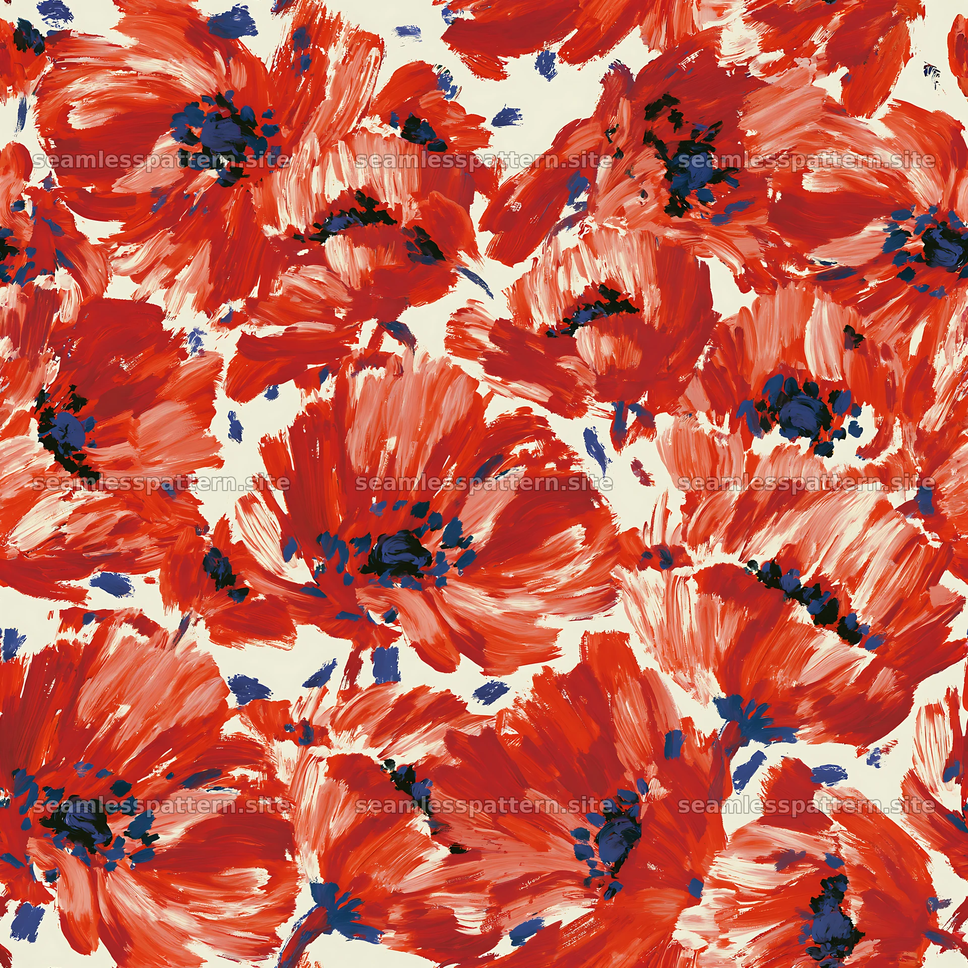 Repeat wildflower brushstroke pattern in bright colors