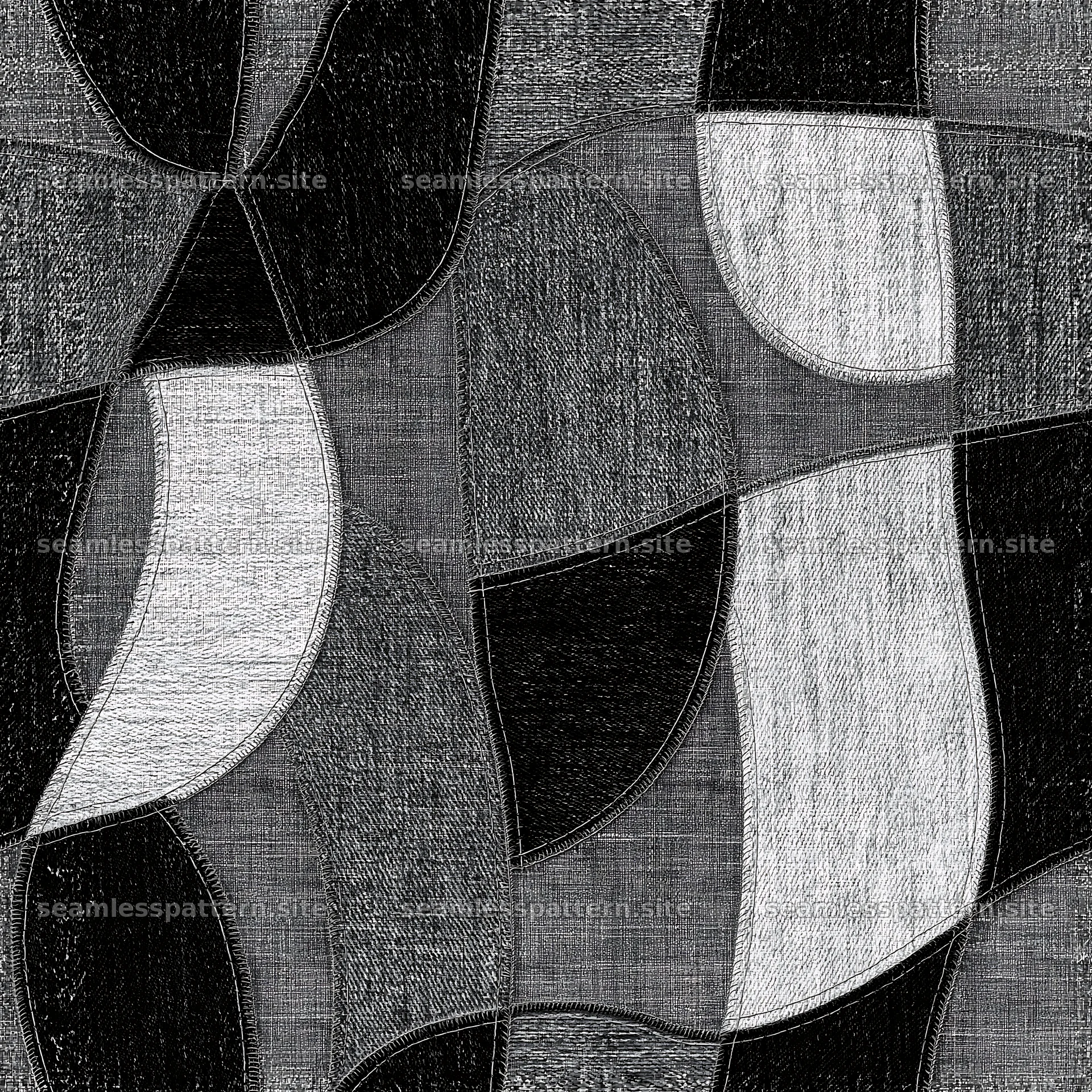 Repeat denim seam texture in black and white pattern design