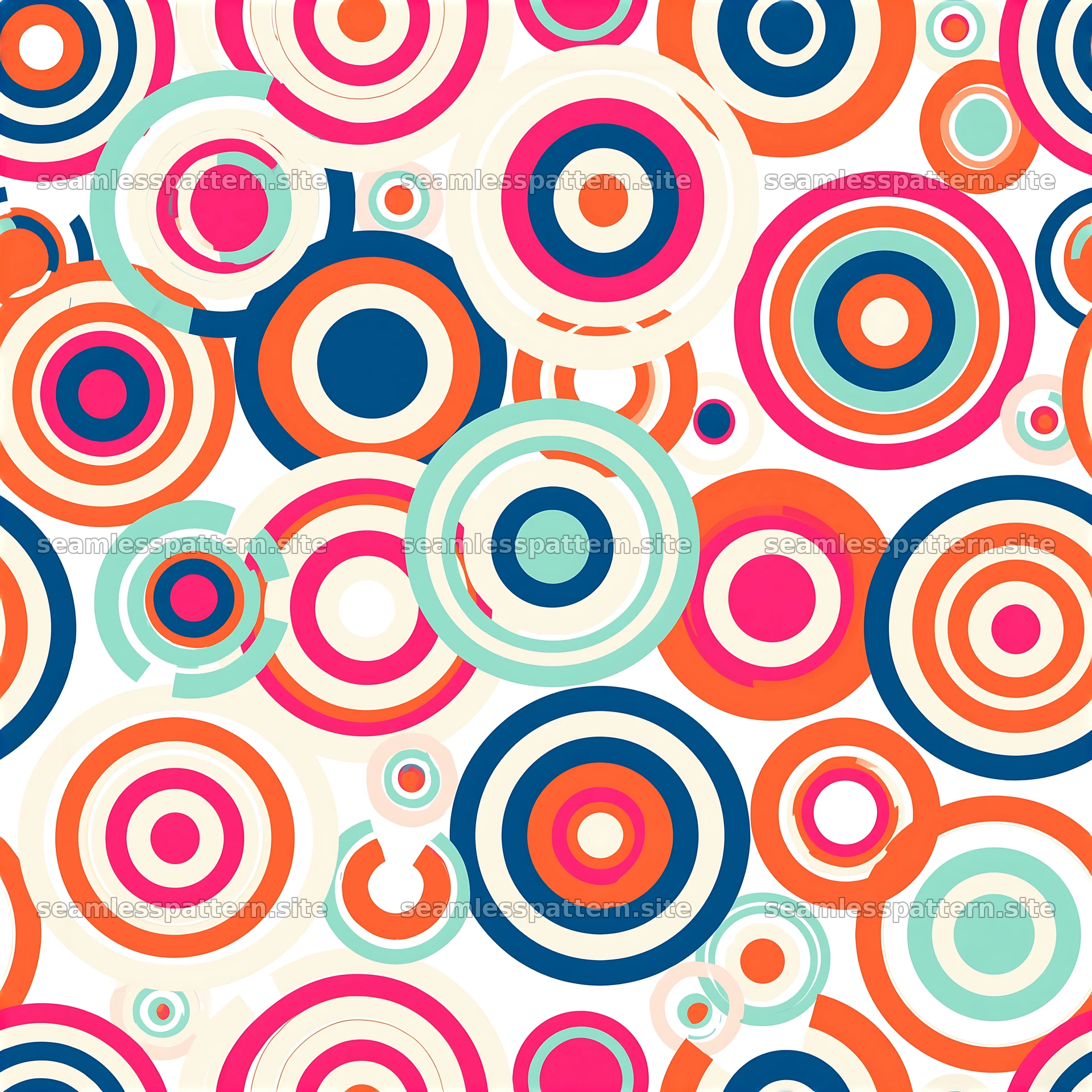 Bright abstract circles seamless pattern features colorful circular shapes