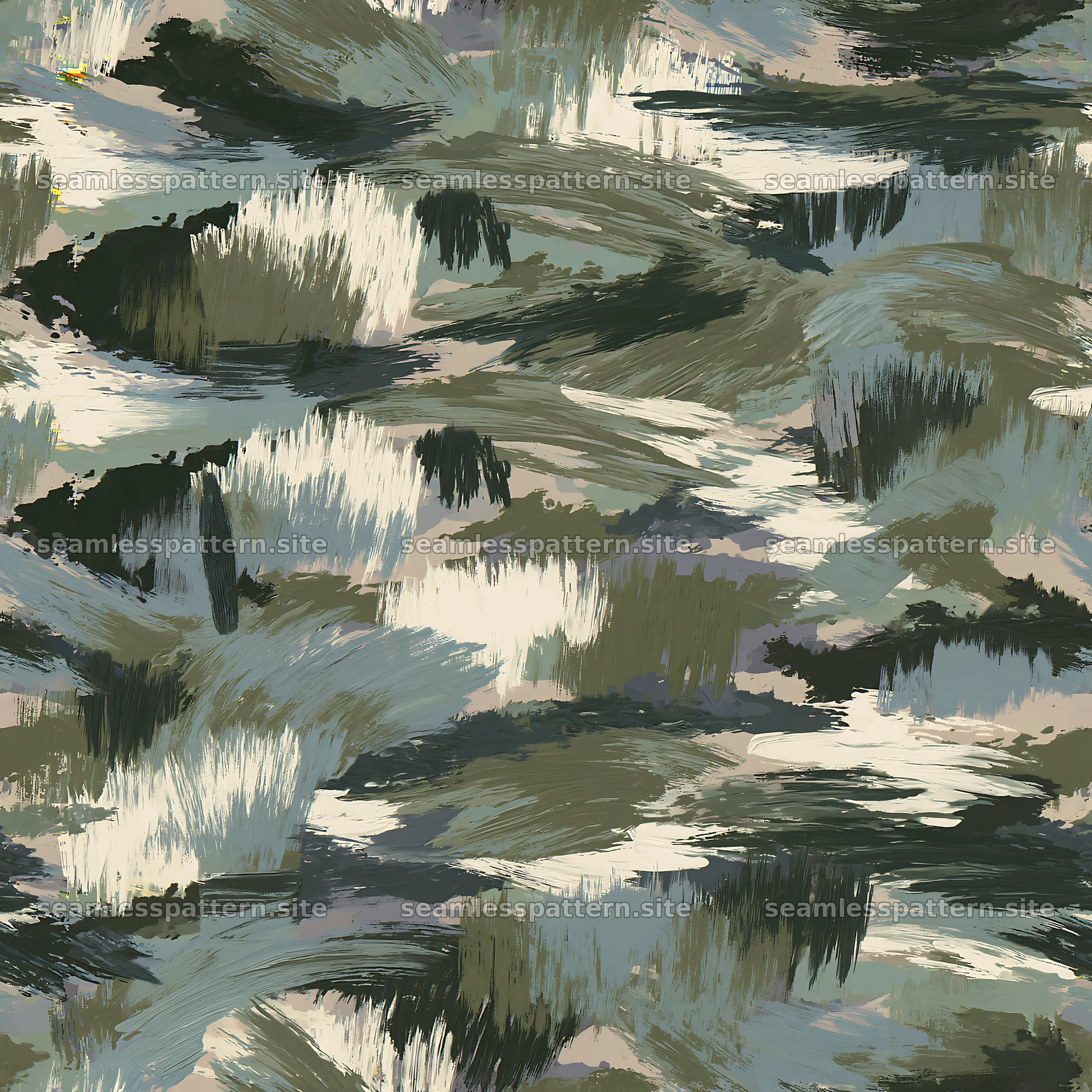 Seamless camouflage brushstroke pattern in muted colors