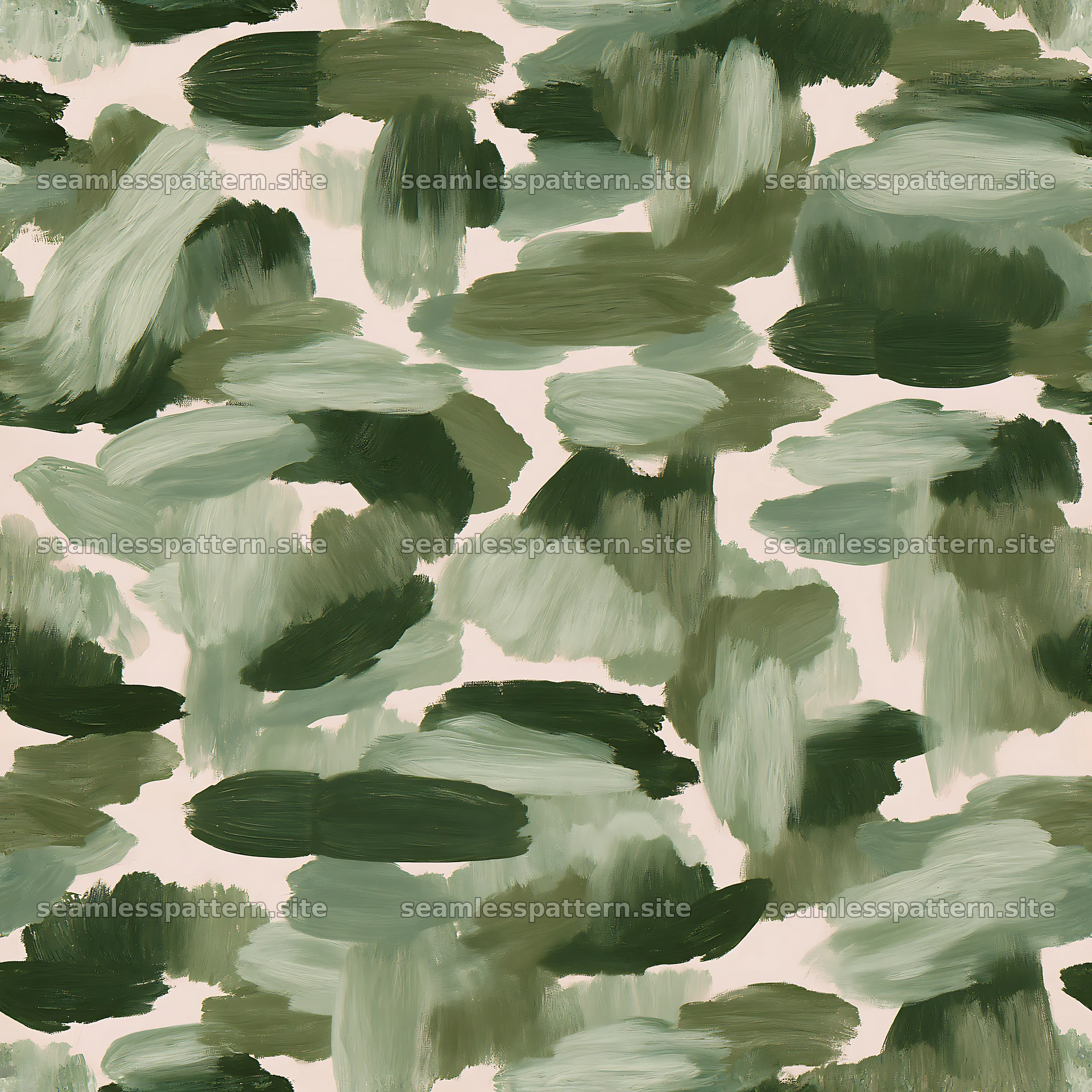 Seamless green camouflage brushstroke pattern