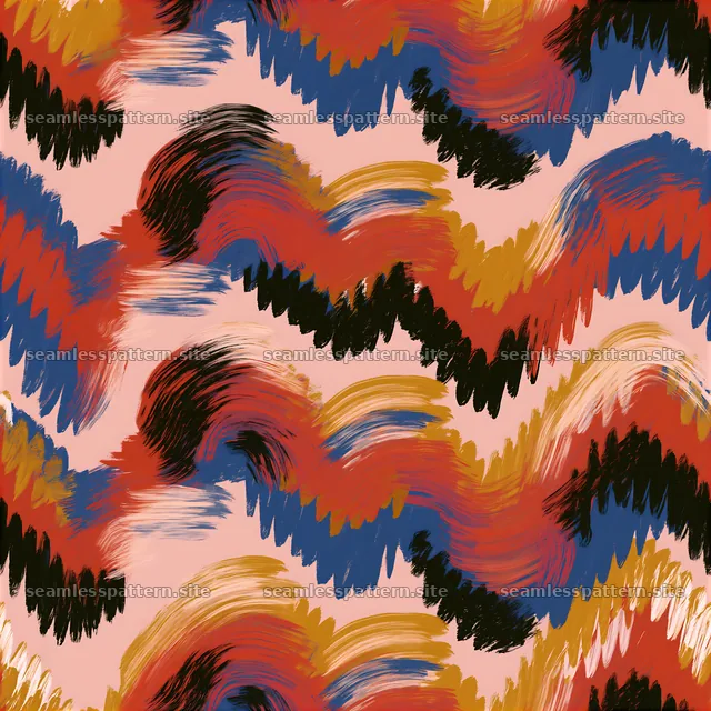 Seamless contemporary brushstroke texture with colorful wave patterns