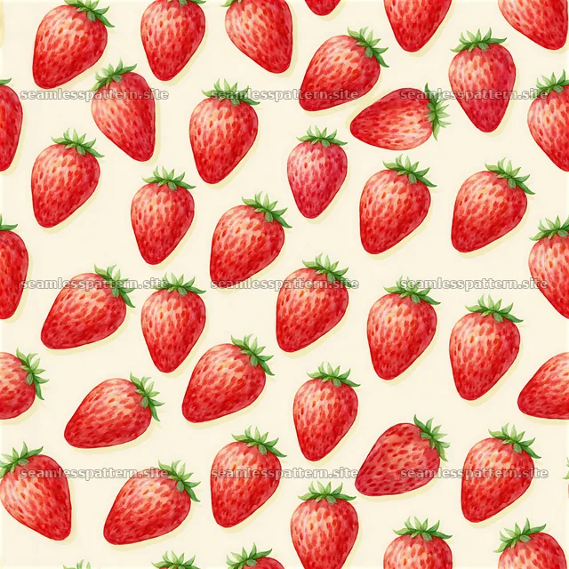 Seamless watercolor strawberry pattern on light background