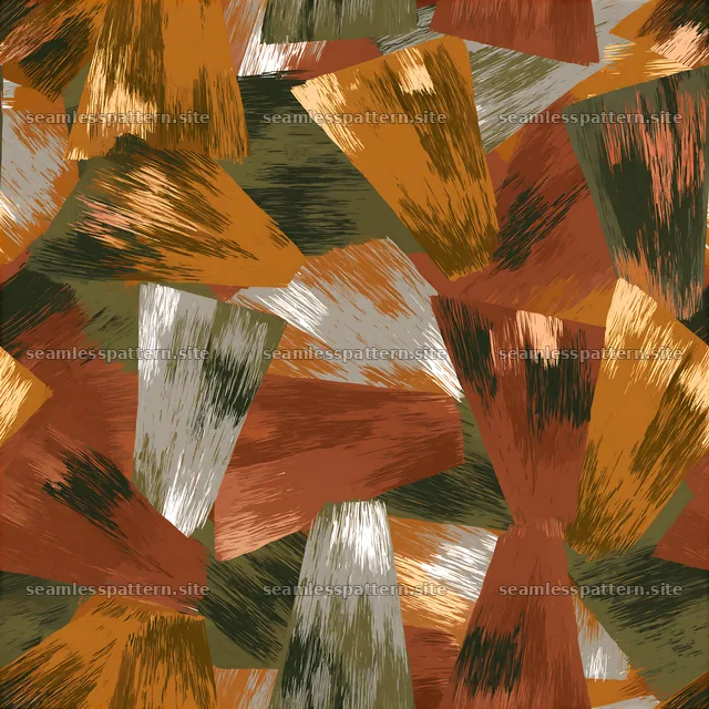 Seamless pattern of rustic acrylic brush marks in earthy colors