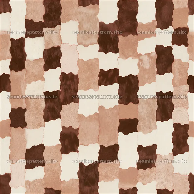 Seamless natural cowhide repeat pattern with distinct patches