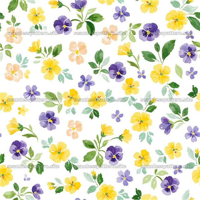 Watercolor floral repeating pattern in vibrant colors