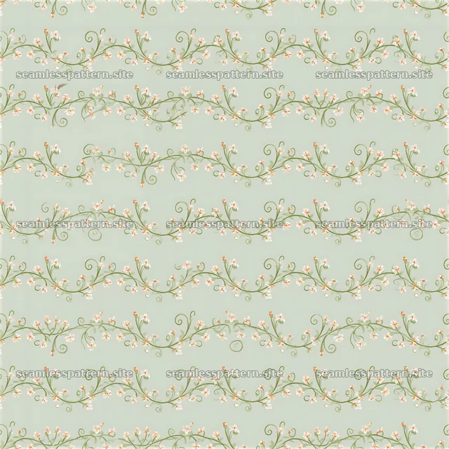 Flower garland seamless pattern in soft green hues and earthy colors