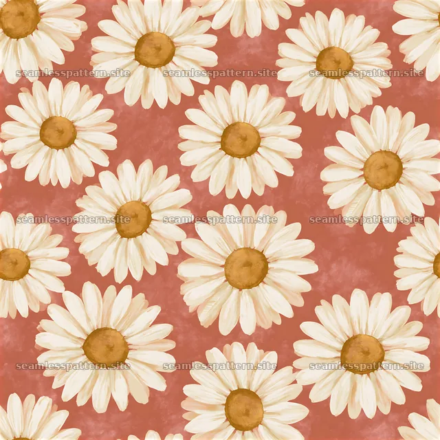 Daisy repeating pattern with light flowers on a pink background