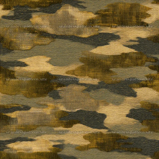 Golden fabric camouflage seamless texture pattern in gold and brown hues