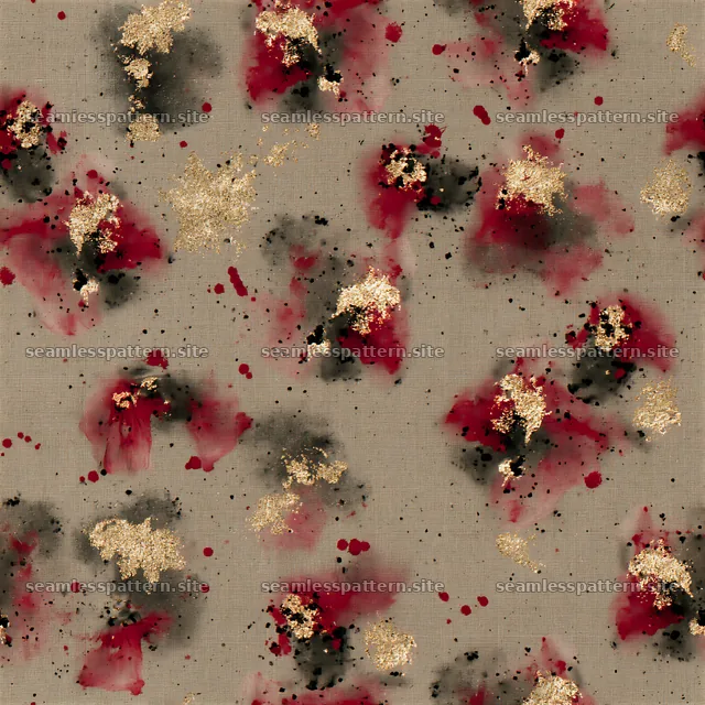 Paint splash black red gold seamless texture across a neutral background