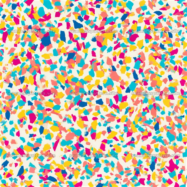 Bright confetti seamless texture with colorful scattered pieces