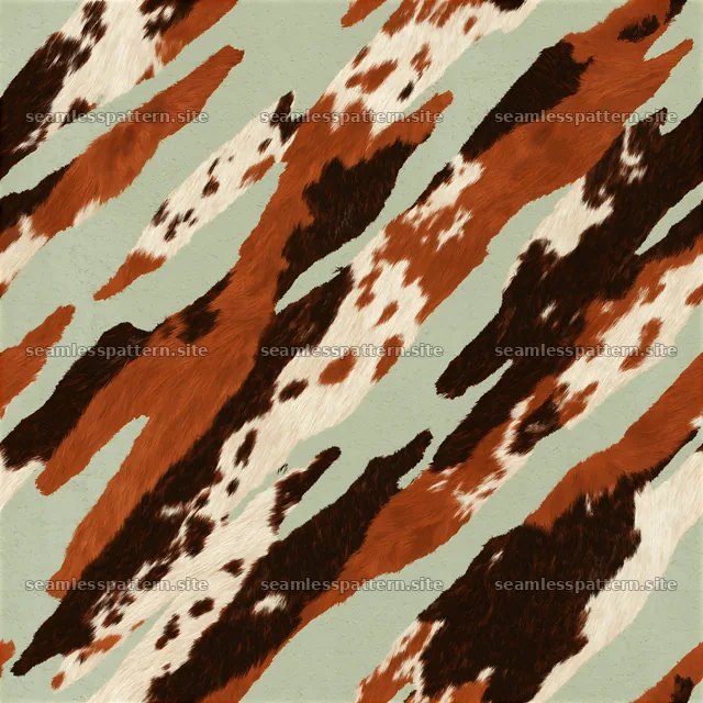 Seamless western cowhide repeat pattern in natural colors