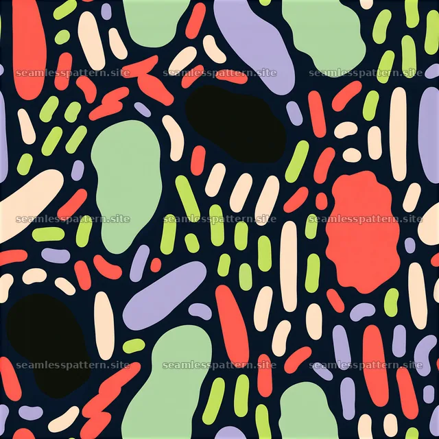 Bold multicolor organic pattern seamless pattern with various shapes