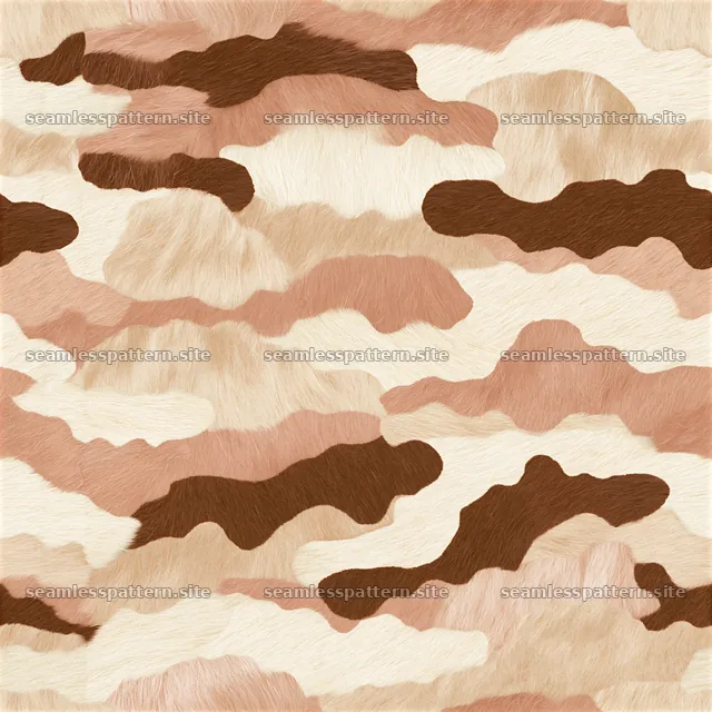 Seamless natural cowhide repeat pattern with warm shades