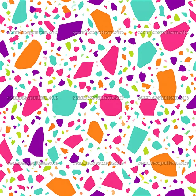 Colorful terrazzo seamless pattern with various shapes and colors