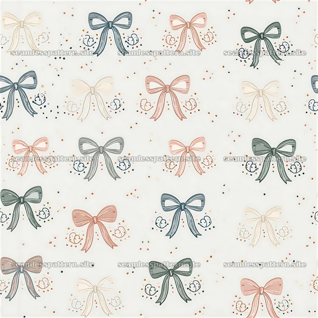 Repeating pattern with birthday wrapping bows in soft colors