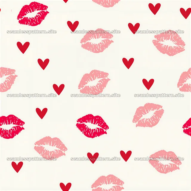 Tileable texture with pink kisses and red hearts