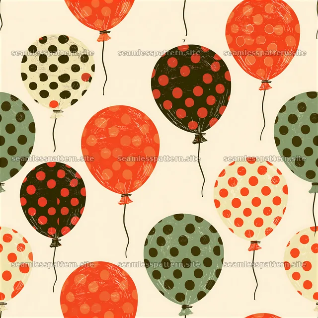 Polka dot balloon seamless pattern with colorful balloons
