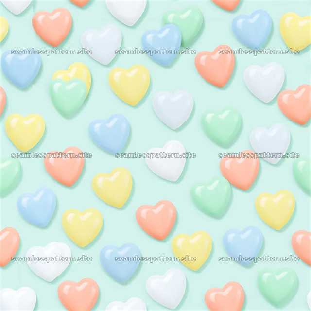 Ceramic hearts repeat pattern on soft pastel background