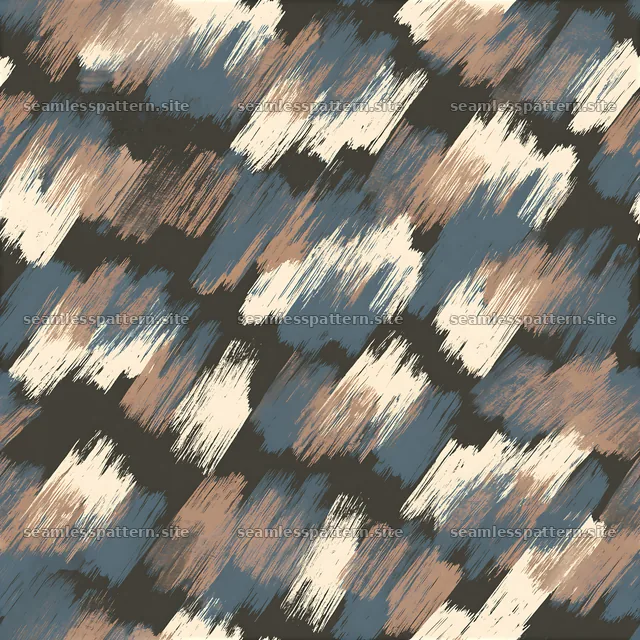Seamless fluid brush mark pattern in earthy tones and blue