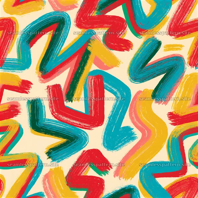 Colorful chalk marks seamless pattern features bold strokes and bright colors