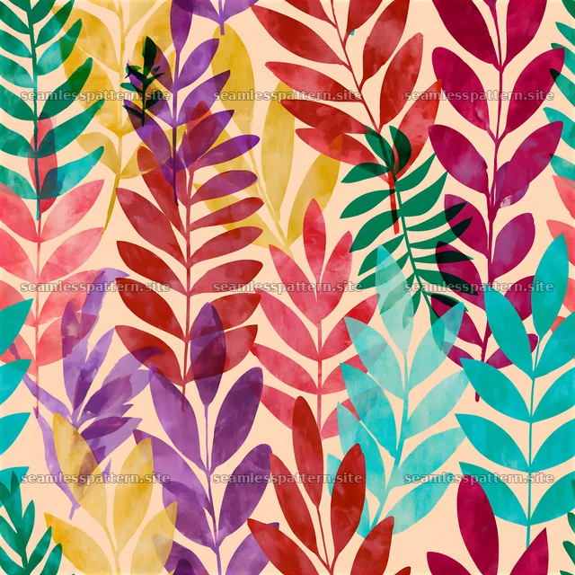 Colorful leaf seamless pattern on light background