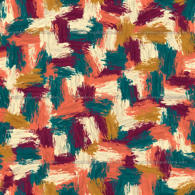 Vivid brush stroke collage seamless texture in bright colors