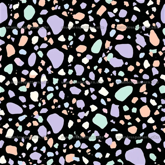 Confetti on black tileable texture with colorful shapes