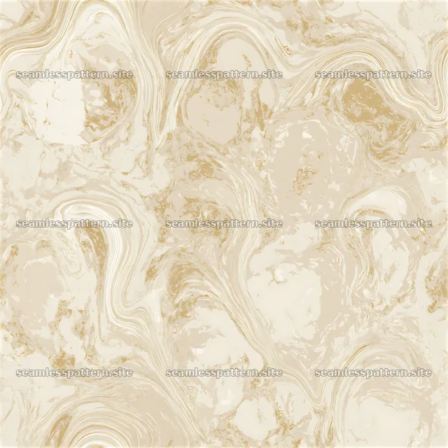 Seamless cream and gold marble repeat pattern with fluid shapes
