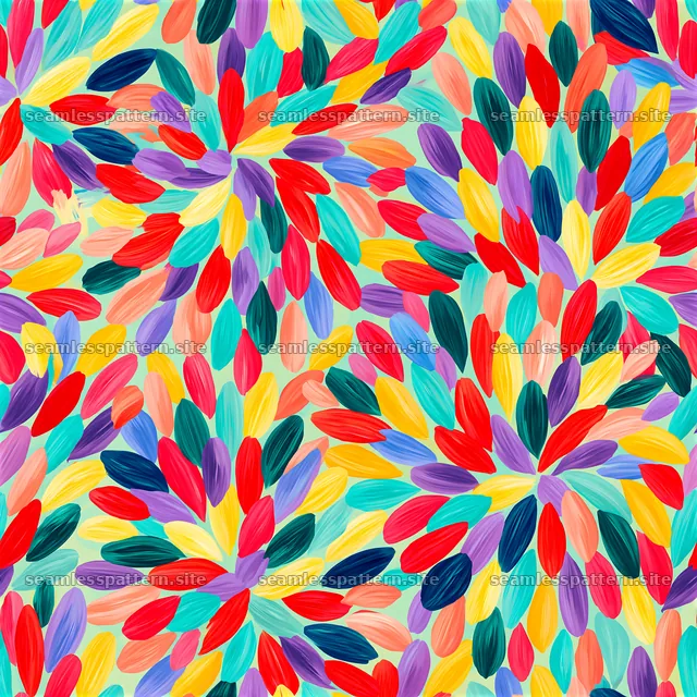 Vibrant painted petals tileable pattern creates lively floral scene