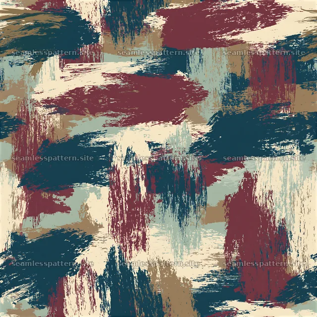 Bold brushstroke camouflage repeat pattern of blue and red