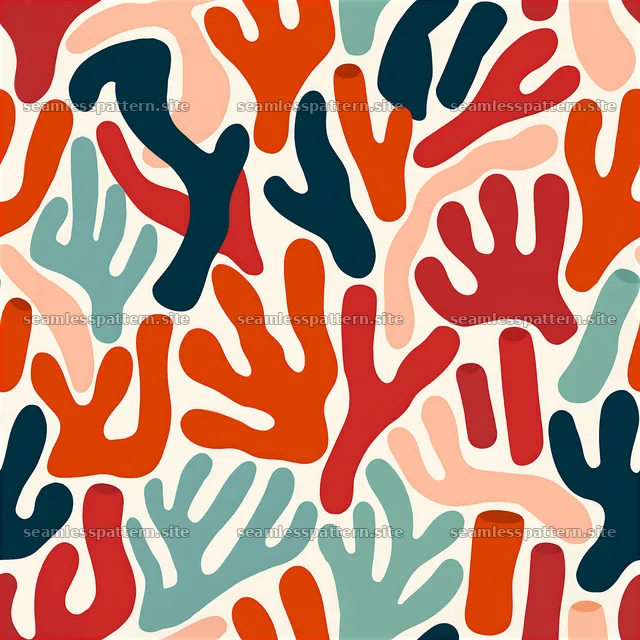 Multicolor abstract coral shapes seamless pattern in organic forms
