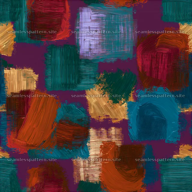 Vivid painterly patches seamless texture with bold colors and shapes