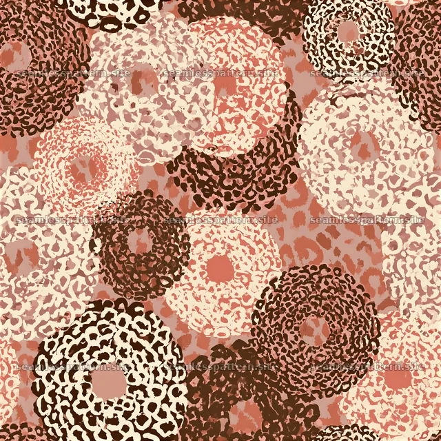 Seamless organic animal print texture with circular patterns and hues