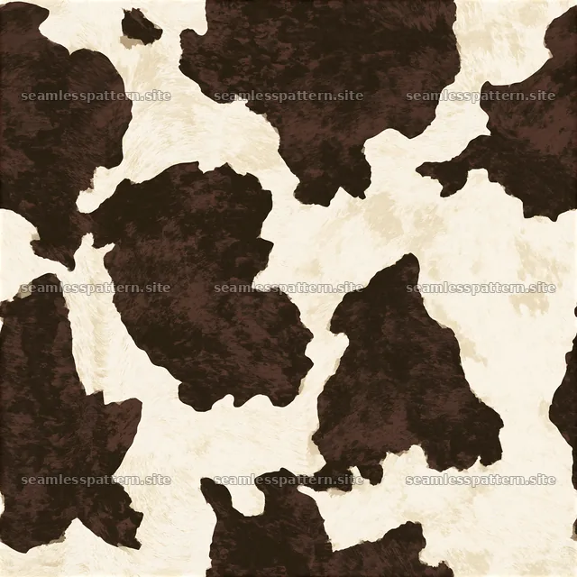 Seamless bold cowhide repeat pattern showcases dark brown and cream shapes